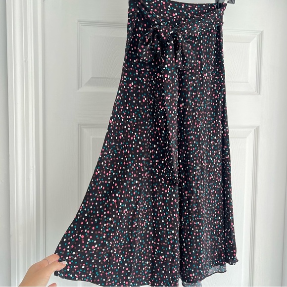 DIANE VON FURSTENBERG Confetti Dots Black Midi Skirt Tie Waist 2 - Picture 4 of 11
